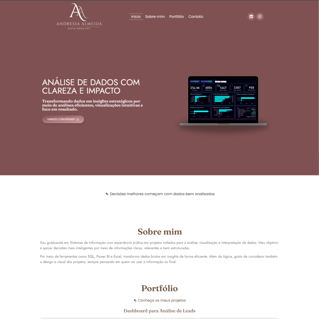 criação de site de portfolio - web designer