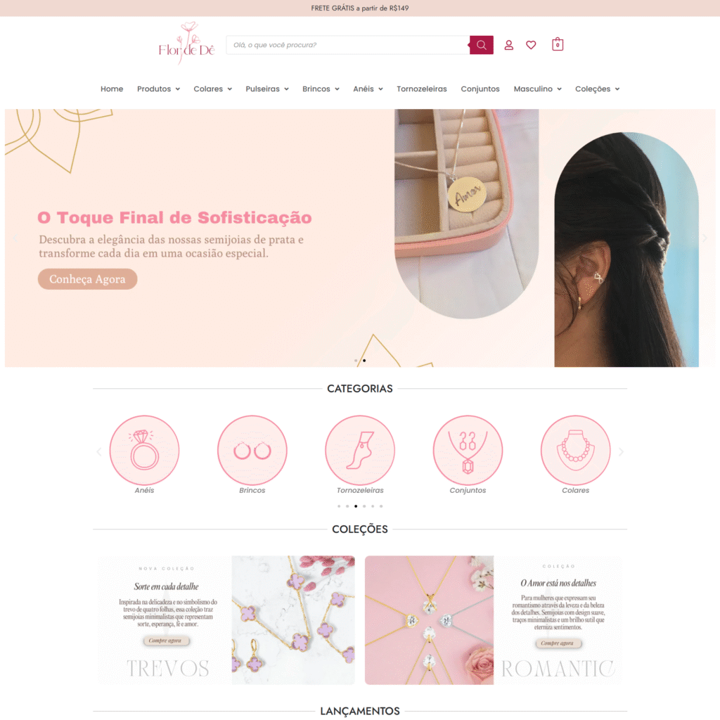 criação de site para loja de joias - andressa web designer